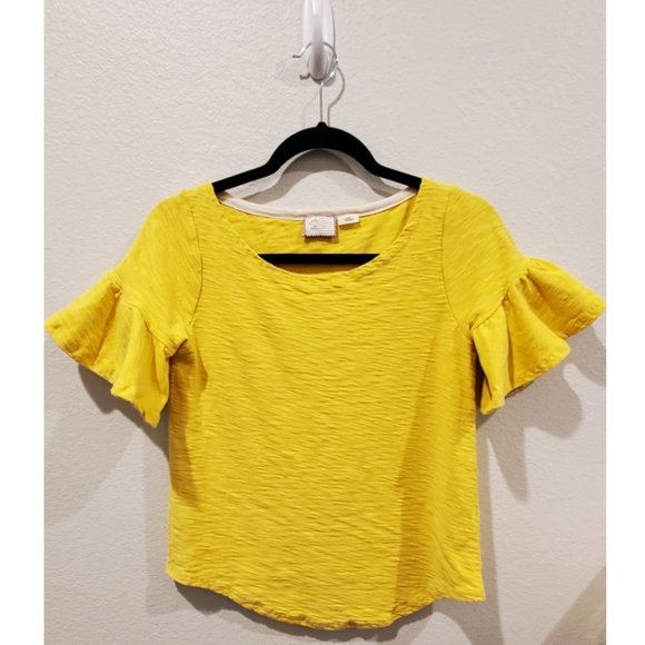 POSTAGE STAMP Yellow Ruffled Blouse - Picture 1 of 3